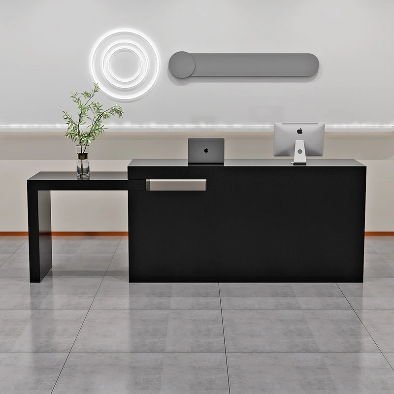 Durable Eco-Friendly Glossy MDF Rectangular Extendable Counter Modern Reception Desk Office Furniture For Hotels Offices Beauty