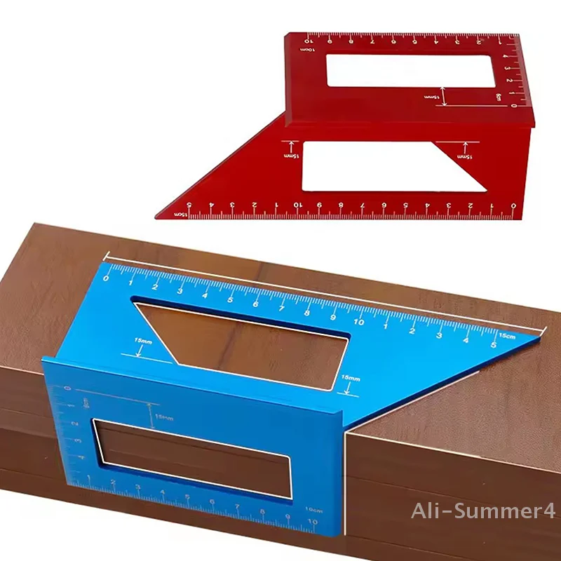 مسطرة زاوية متعددة الوظائف 45 90 درجة سبائك الألومنيوم مسطرة زاوية مربعة لأعمال النجارة أداة قياس النجار #1