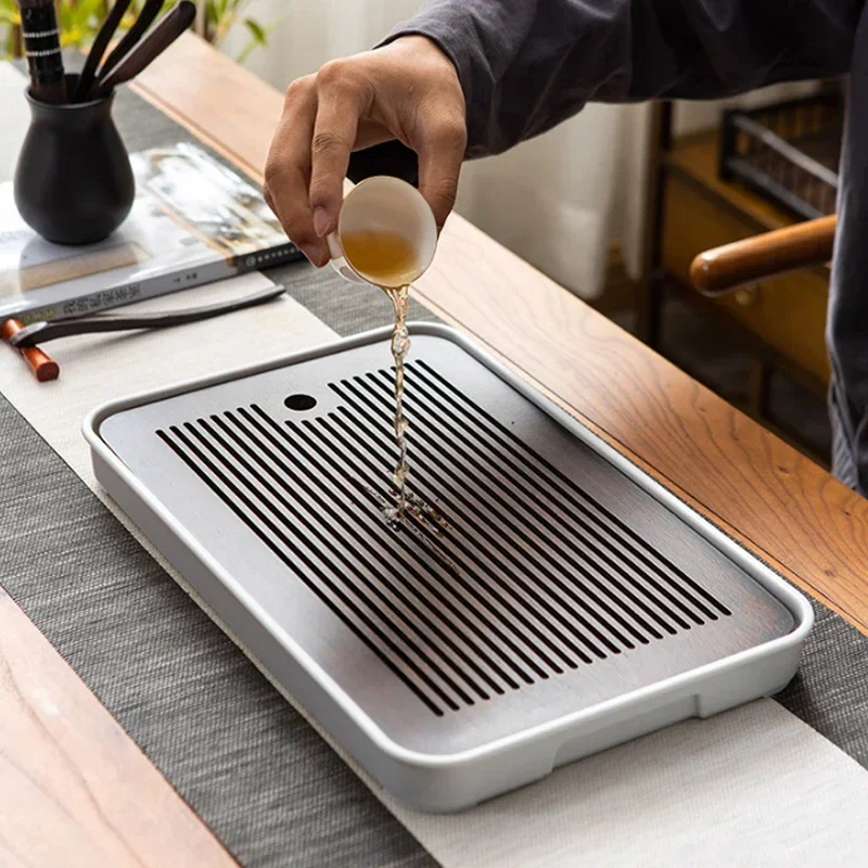 

Tea Table Bamboo Melamine Small Tea Table Set Tray Drainage Water Storage Kung Fu Set Household Simple Tea Tray