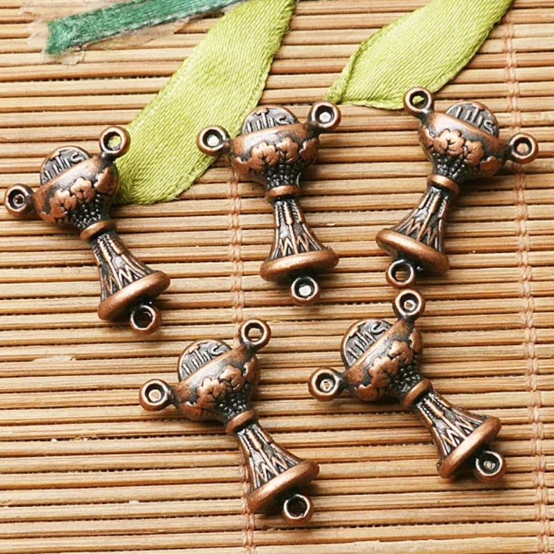 

5pcs 22x15mm,hole:1.5mm Dark Dull Copper Color 2sided Crafted Connector with 3loops EF2604 Charms for Jewelry Making