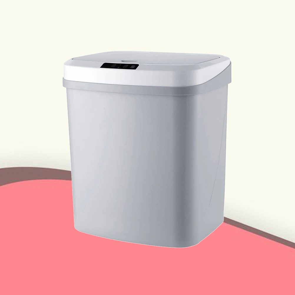 

15L Smart Automatic Trash Can Grey Usb Charging 30Cm Sensor Distance Waterproof Anti-Slip For Kitchen Bedroom Bathroom Office