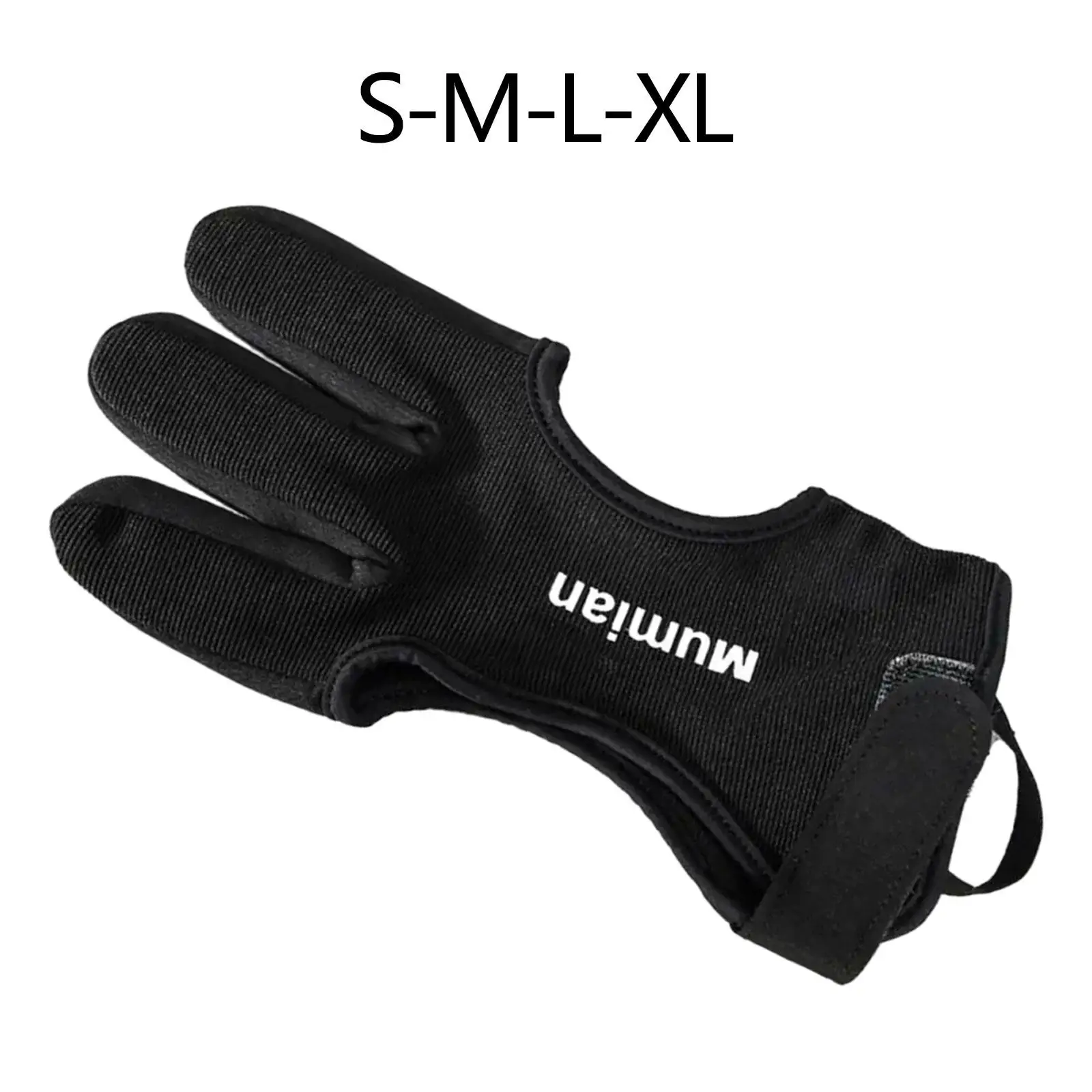 Archery Glove PU Leather Practice Hunting Three Finger Protector for Adult Beginner, Black