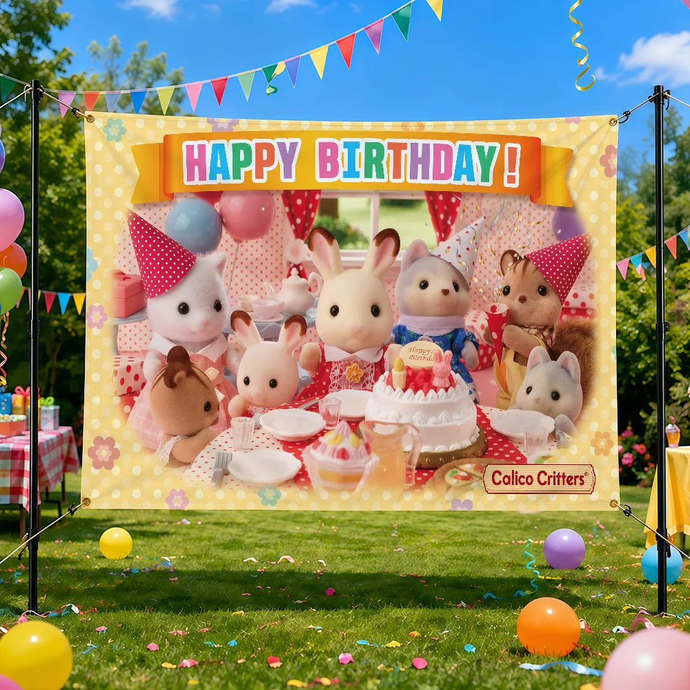 Cartoon C-Calico C-Critters flag Decorative Home Yard & Garden Decor Banner - Indoor Outdoor Wall Hanging Flag