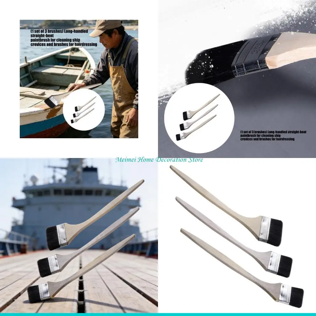 

H7BF 3Pcs Synthetic Fiber Paint Brushes Great for Boat Maintenance and Wall Painting