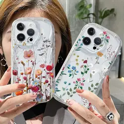 Clear Flower Leaf Wave Phone Case For Huawei Honor 90 Lite 5G P30 Mate 30 40 Pro P40 Nova 9 10 SE 11 5T 7 Pro Cover