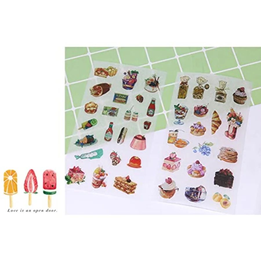 3 conjunto de 18 folhas delicioso sobremesa comida bolo biscoitos pão donut sorvete bebida papelaria adesivo scrapbooking planejador diário
