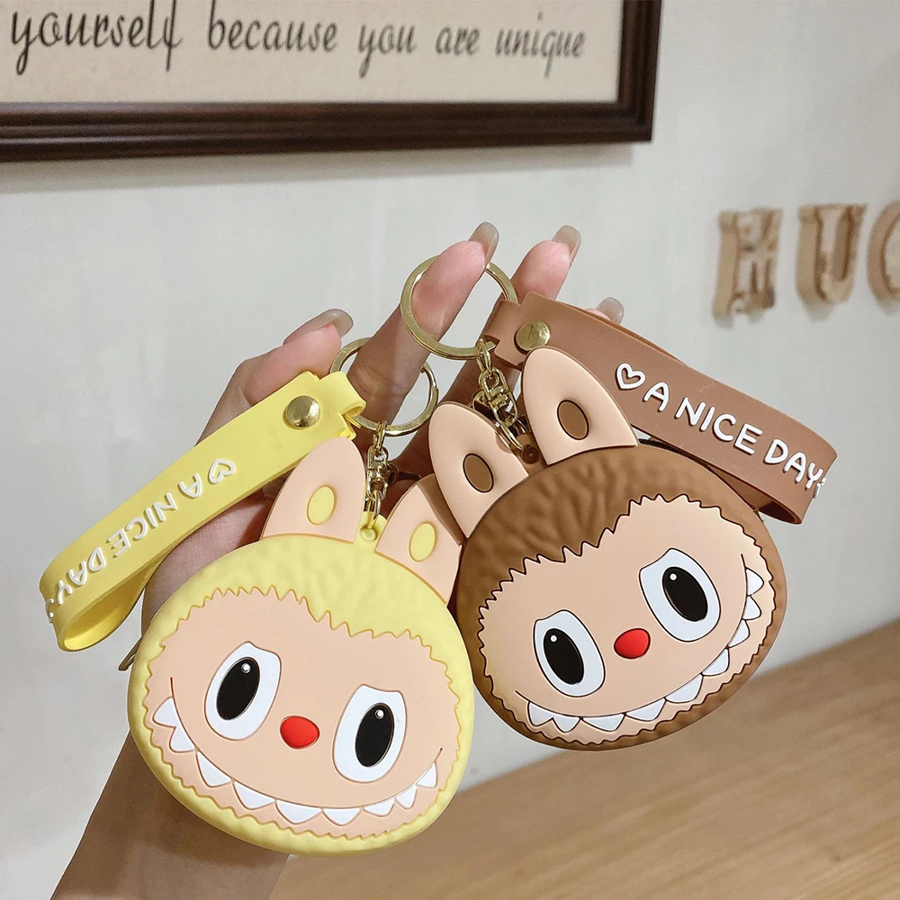 

Kawai Labubu The Monsters Keychain Wallet Coin Purse Earphone Organizer Data Cable Organizer Bag Key Ring Gifts