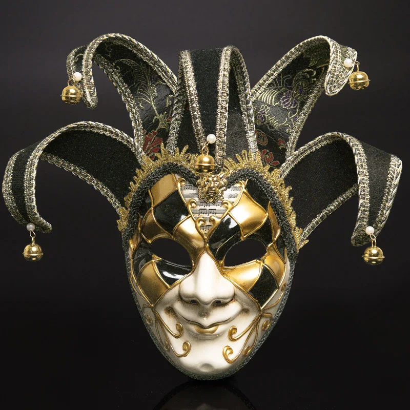 Luxury Joker Venetian Mask Red Black Blue Jester Face Mask for Carnival Masquerade Ball Party Costume