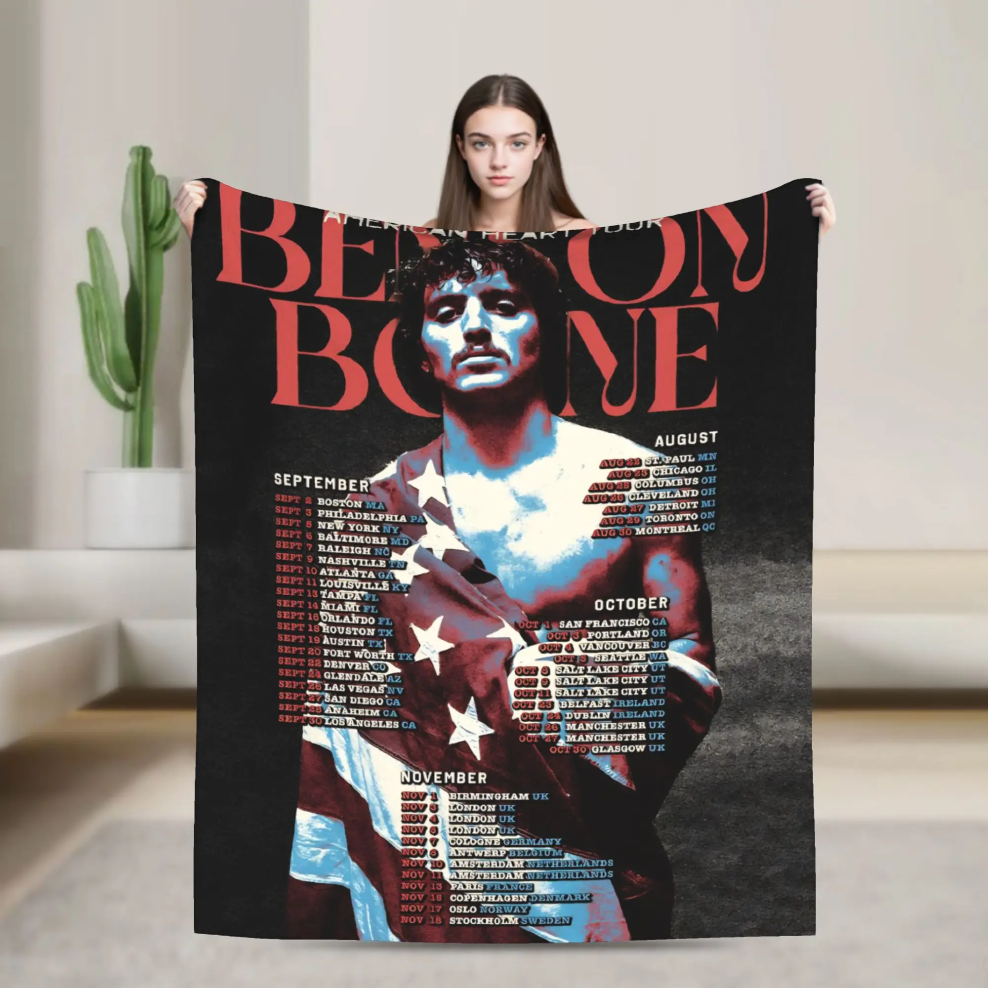 

Benson Boone American Singer Blankets Warm Soft Plush Bedding Throws For Couch Bed Airplane Travel Flannel Bedspread Bed Cover