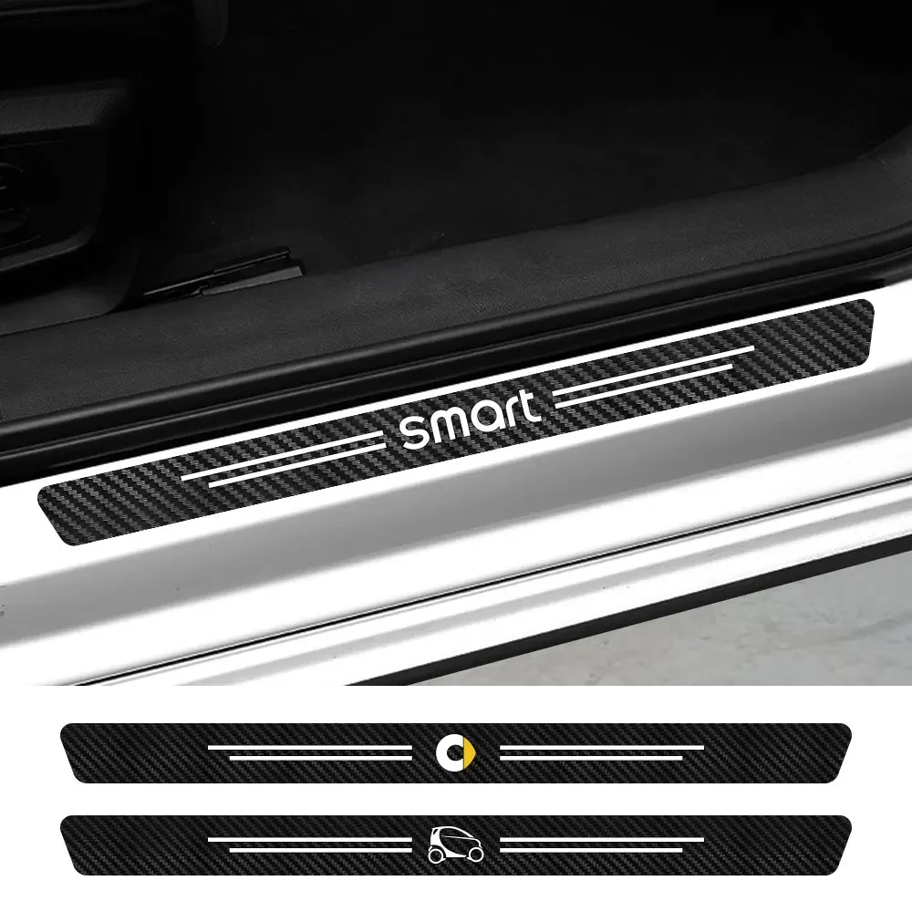 For Smart Eq Fortwo Forfour 453 451 452 450 454 Roadster 4PCS Car Threshold Scuff Sticker Protective Sill Car Decor Accessories