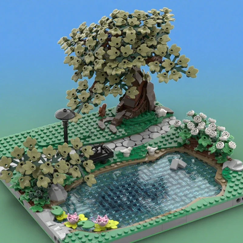1818 قطعة MOC بركة وملعب حزمة المدينة نموذج اللبنات ألعاب البناء فكرة إبداعية التعليم هدية الكريسماس للأطفال
