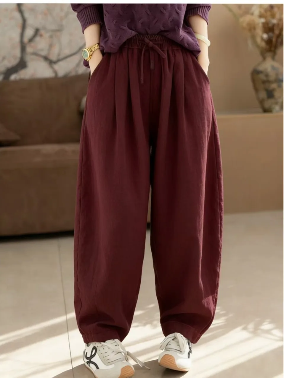 

Весна 2026: Повседневные женские джинсы-харлан больших размеров с двойным слоем тюля, эластичным поясом и поясом-ремнем, универсальные, стройнящие