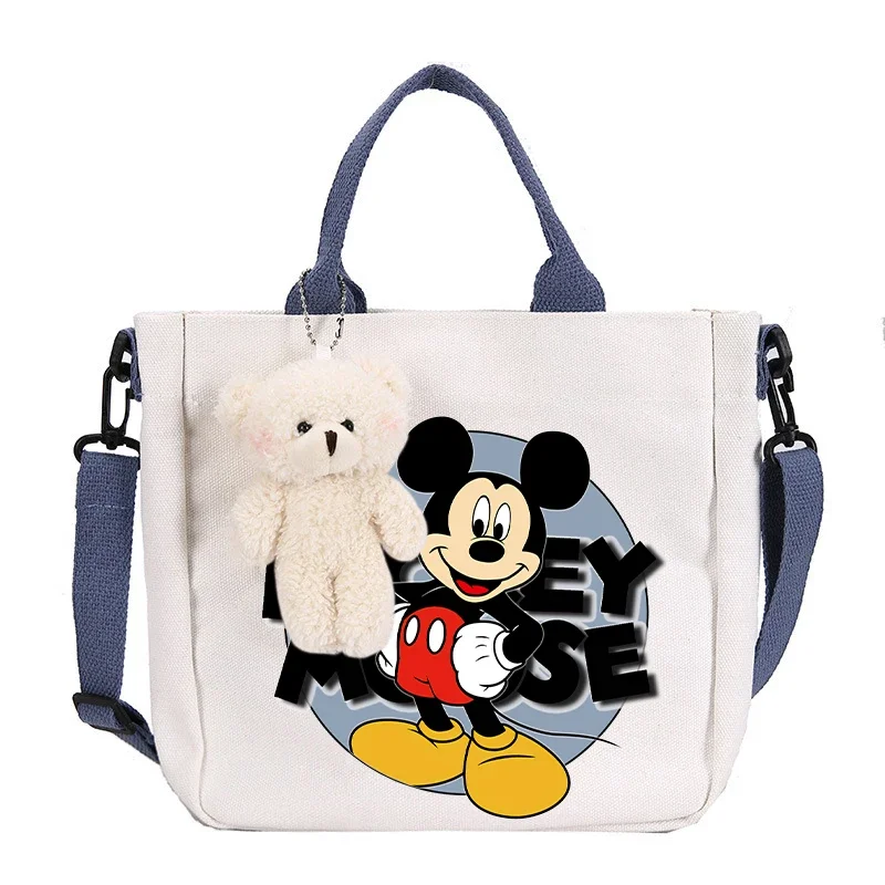 Disney Mickey Minnie Mouse Cute Cartoon Shoulder Bag Fashion Canvas Bags Kawaii Anime Printing High-capacity Commuting Handbag