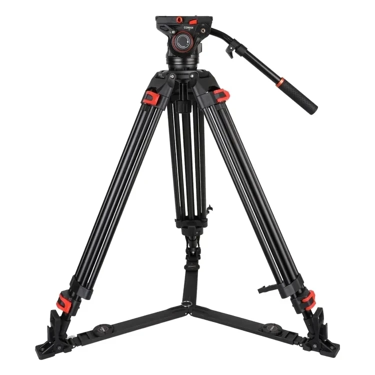 Coman DF26Q7 Aluminum Video tripod with fluid ballhead Professional Adjustable Hydraulic Damping Ballhead Widen Tube Connection