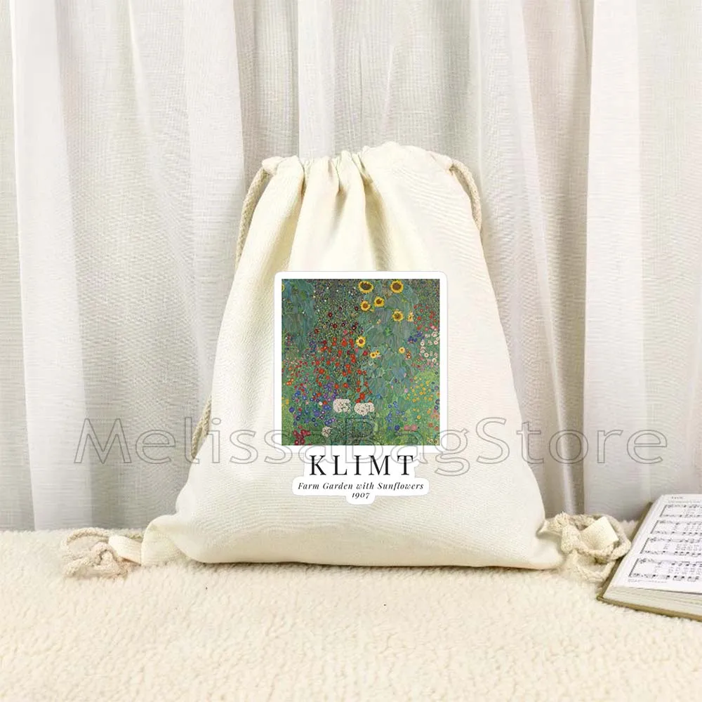 

Стиль Klimt, милый подарок, цветочный сад, Густава Климта, цветы с золотыми подсолнухами, холст, сумка на шнурке, рюкзак, спортивный рюкзак