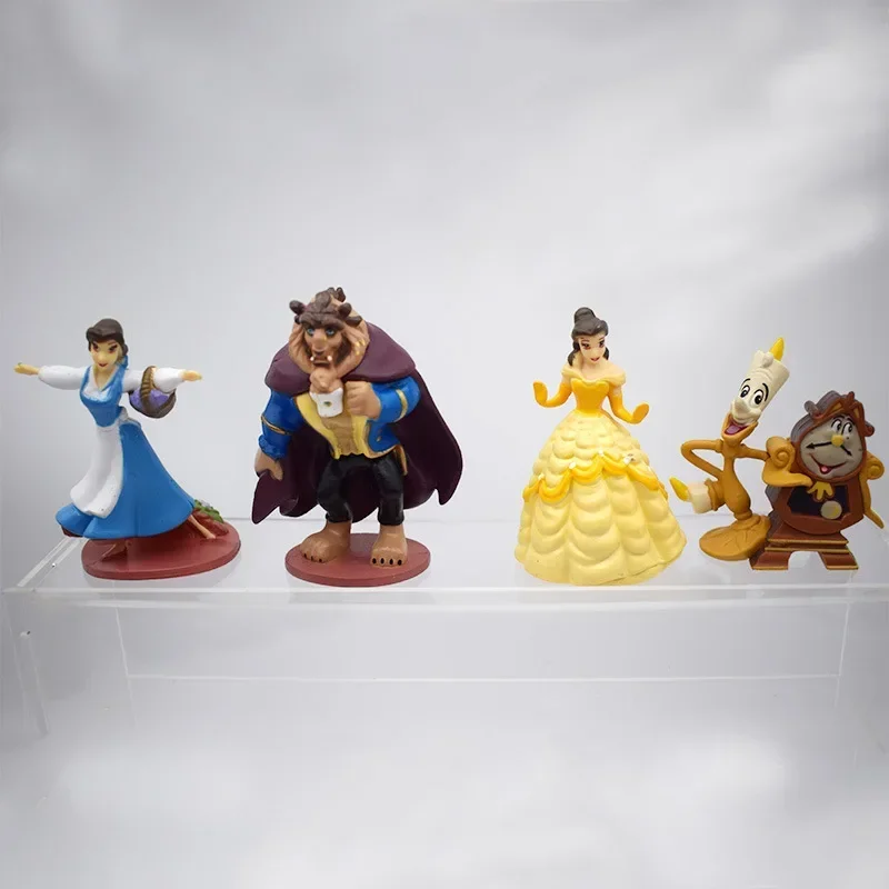 Figuras articuladas de PVC de DisneyBeauty y la Bestia de 6 piezas, Bella/Bestia/Lumiere/CogsworthKidsDecoración de regalo de Navidad Oferta especial