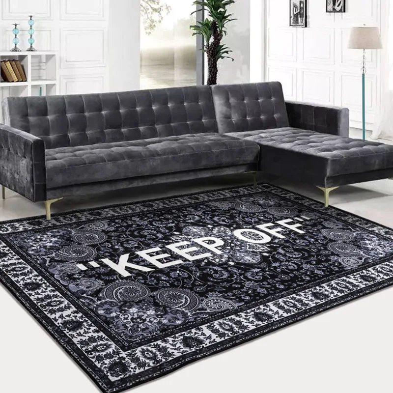 Keep Off Carpet Paisley Living Room Area Rug Carpet Y2k Fashion Design Lounge Rug Black Bedroom Bedside Luxury Carpet Home Decor