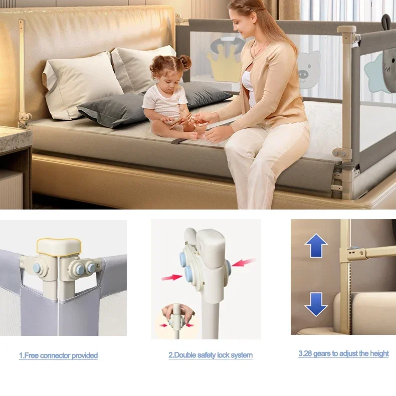 Dobrável segurança do bebê queen king cama quadro trilhos guarda proteção cerca respirável babyproof berço cama corrimão