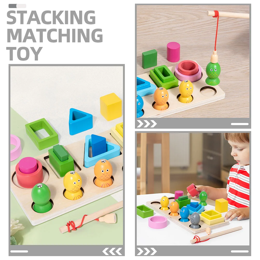 Geometric Shape Building Blocks Puzzles Children Fishing Plate Toy Colorful Baby