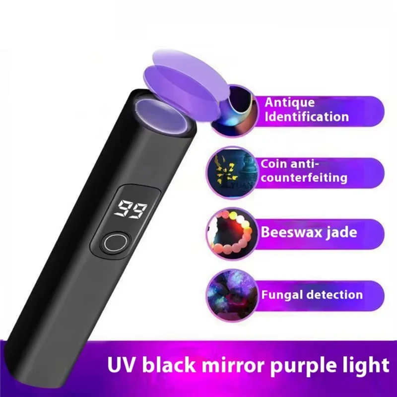 Lámpara de luz de detección de agente fluorescente ABKS-UV, lámpara de mano, linterna recargable por USB, detección de manchas de orina de mascotas