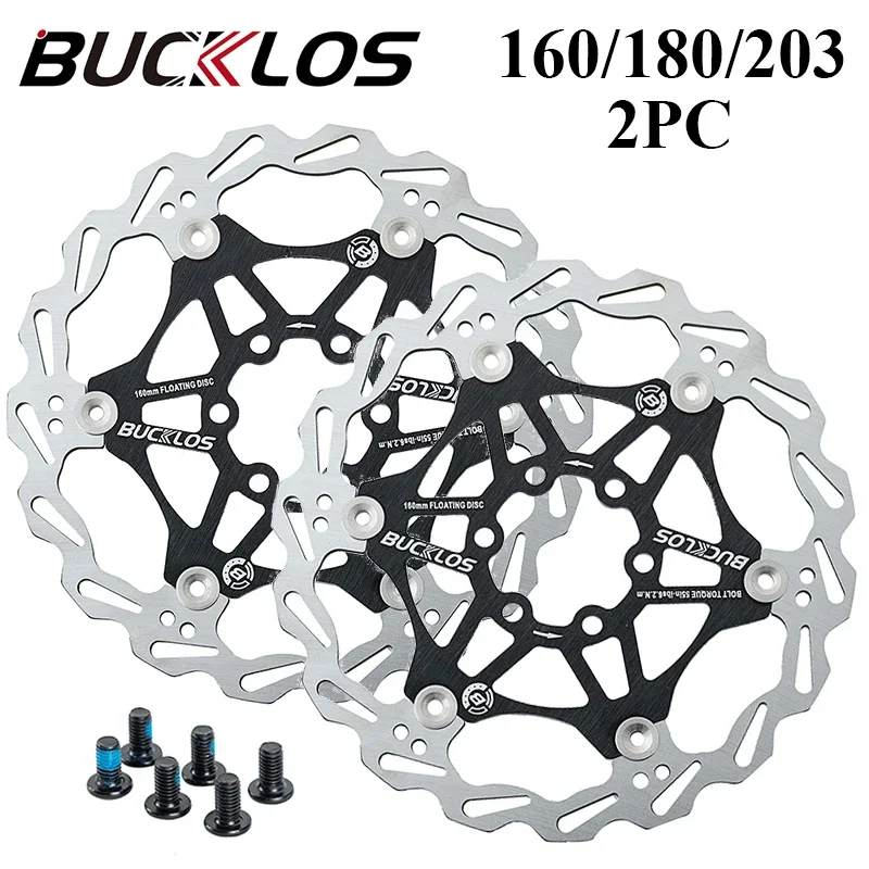BUCKLOS-디스크 브레이크 플로팅 로터, 160mm 180mm 203mm, 유압 디스크 브레이크 로터, 로드 산악 자전거 브레이크 디스크, 자전거 부품, 2 개