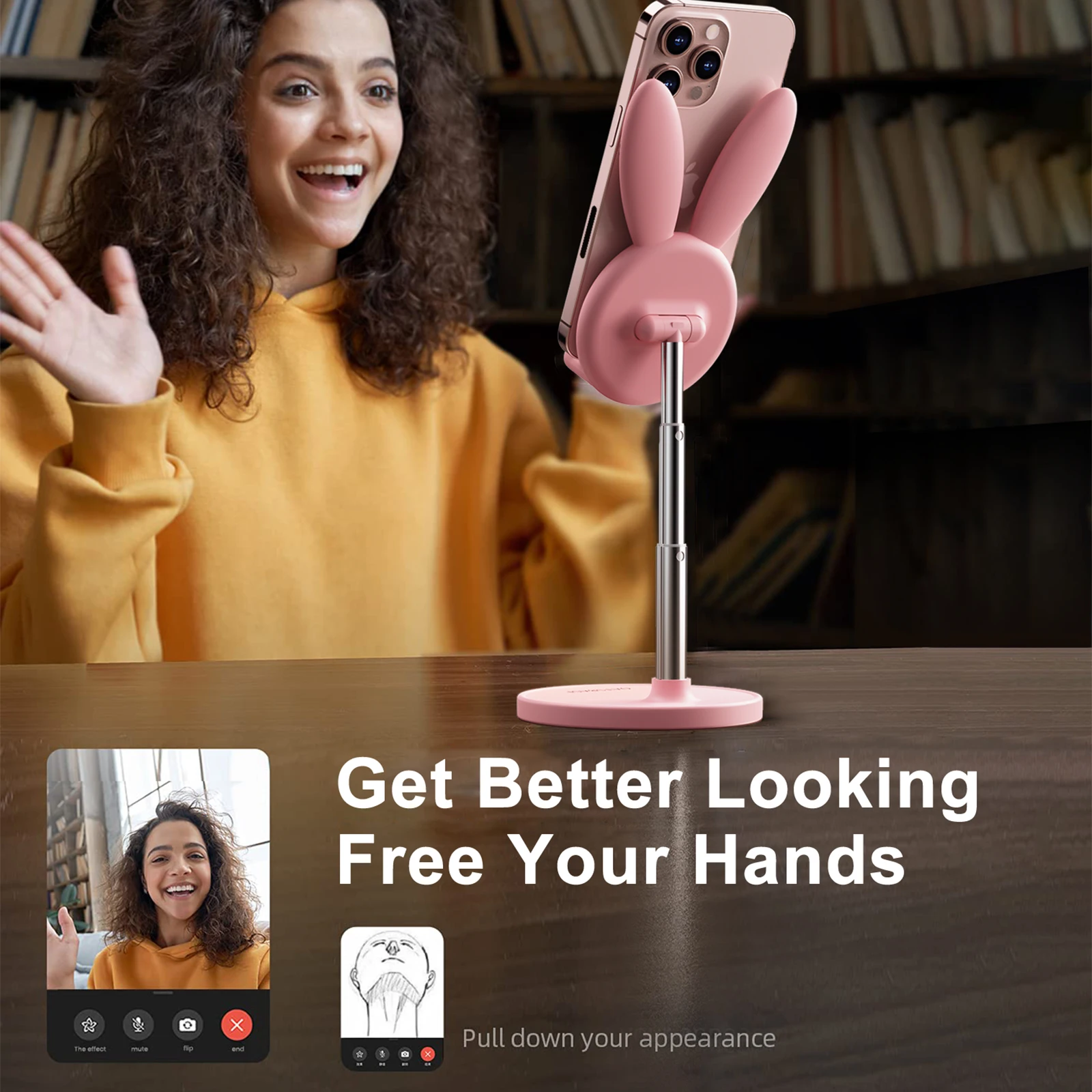 Eary Dudukan Ponsel Lucu Dudukan Desktop Tinggi dan Sudut Dapat Disesuaikan Tablet Ponsel Dukungan Dasar Stabil untuk iPhone 16/15/14/13 Samsung