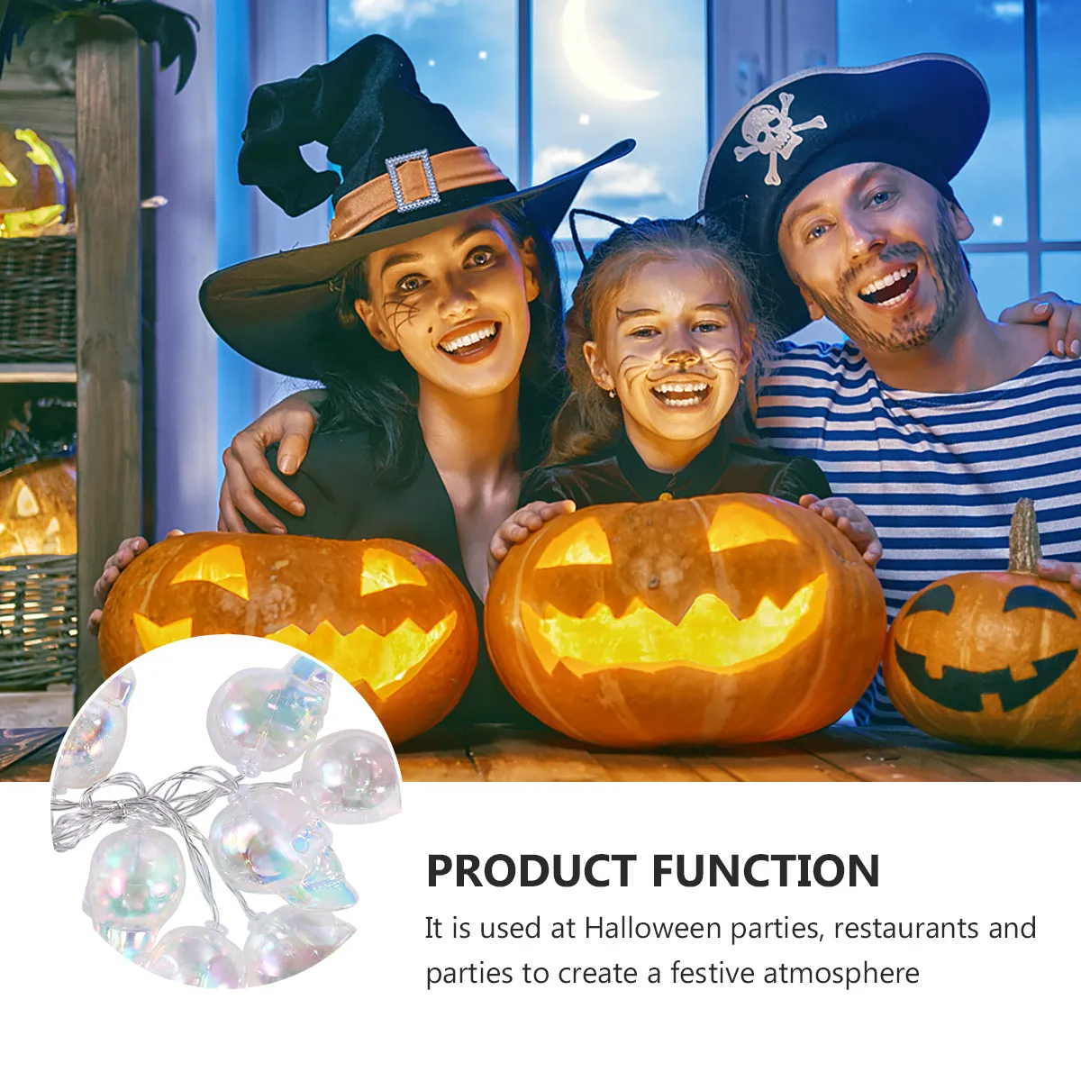 

1 шт. светодиодная гирлянда-череп для Хэллоуина, создающая сильную жуткую атмосферу, для праздничного декора внутри и снаружи помещений, светодиодная ламповая гирлянда