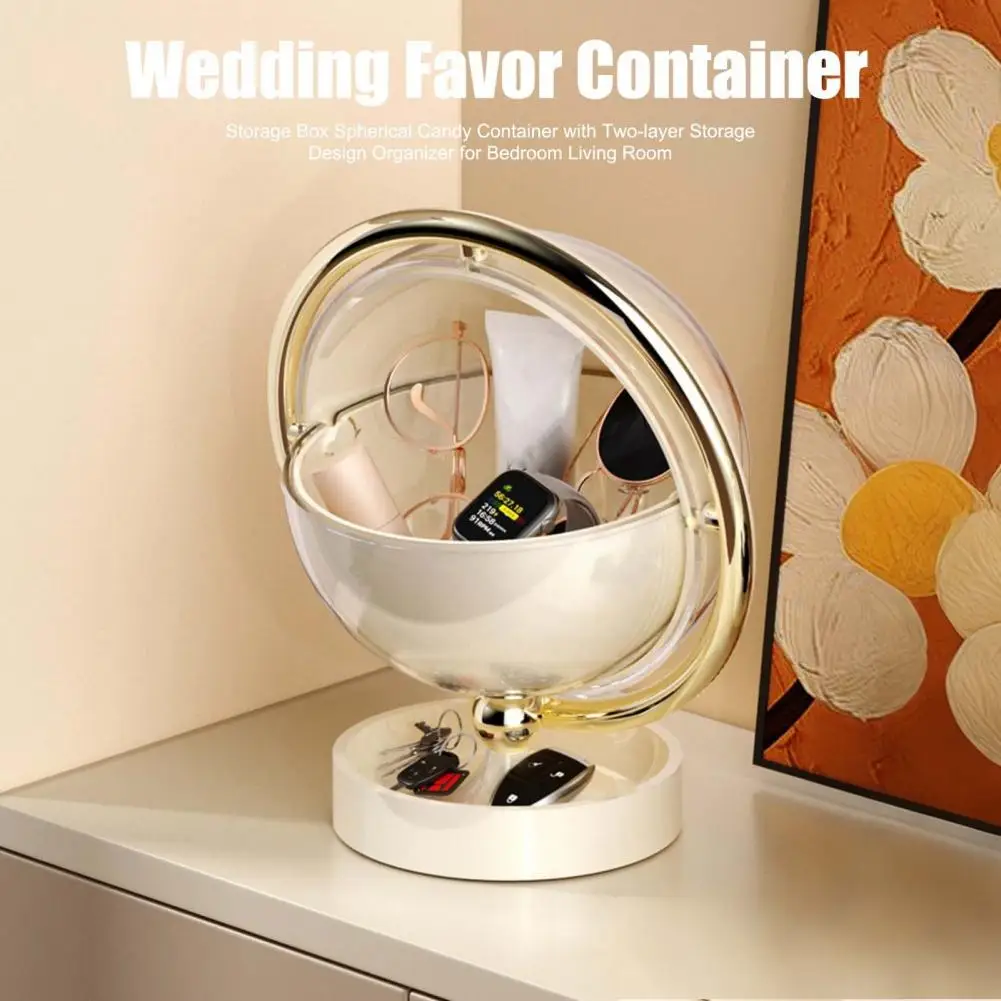 Party Favor Box Spherical Candy Storage Box with Two-layer Organizer Planet Shape Dessert Container for Wedding Baby Shower