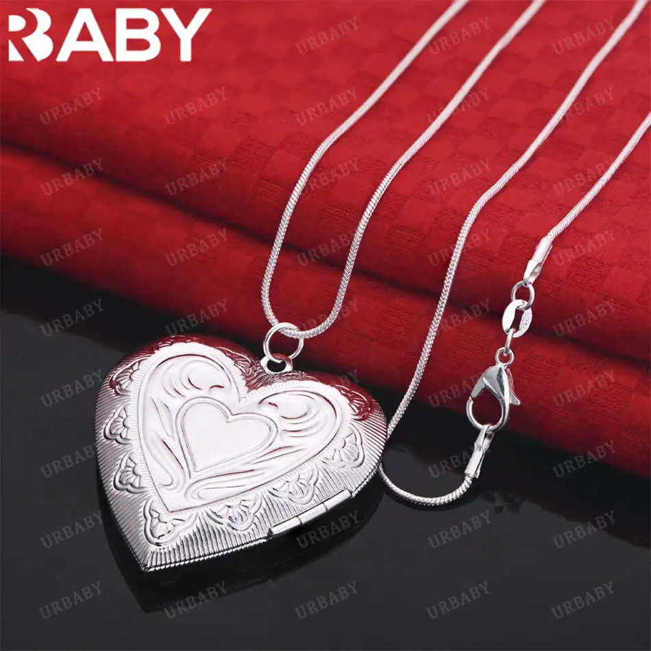 

URBABY 40-75cm 925 Sterling Silver Heart Pendant Necklace For Women Creativity Gifts Street All-match Party And Daily Wear