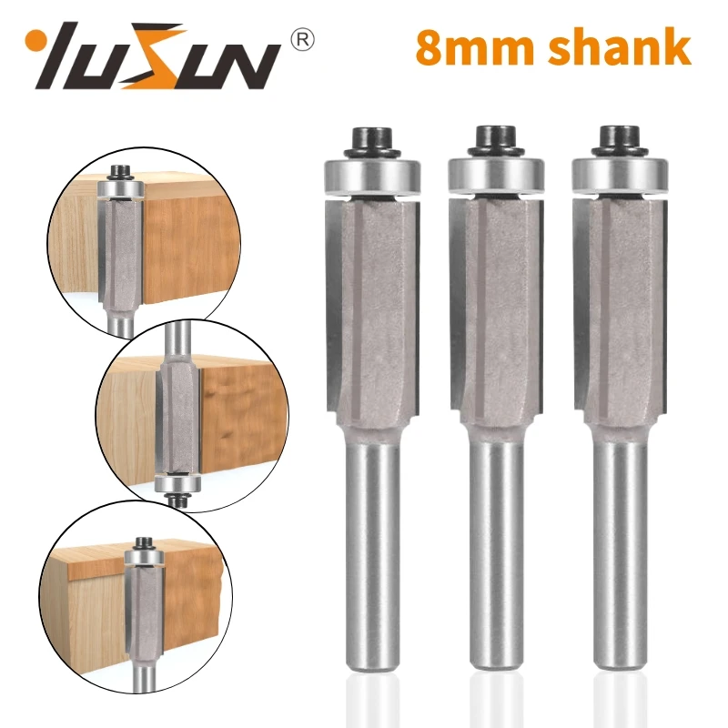 YUSUN 8MM Shank Z4 Flush Trim Bit Router Bit Alloy Tungsten Carbide Cutters Woodworking Milling Cutter For Wood Bit Face Mill