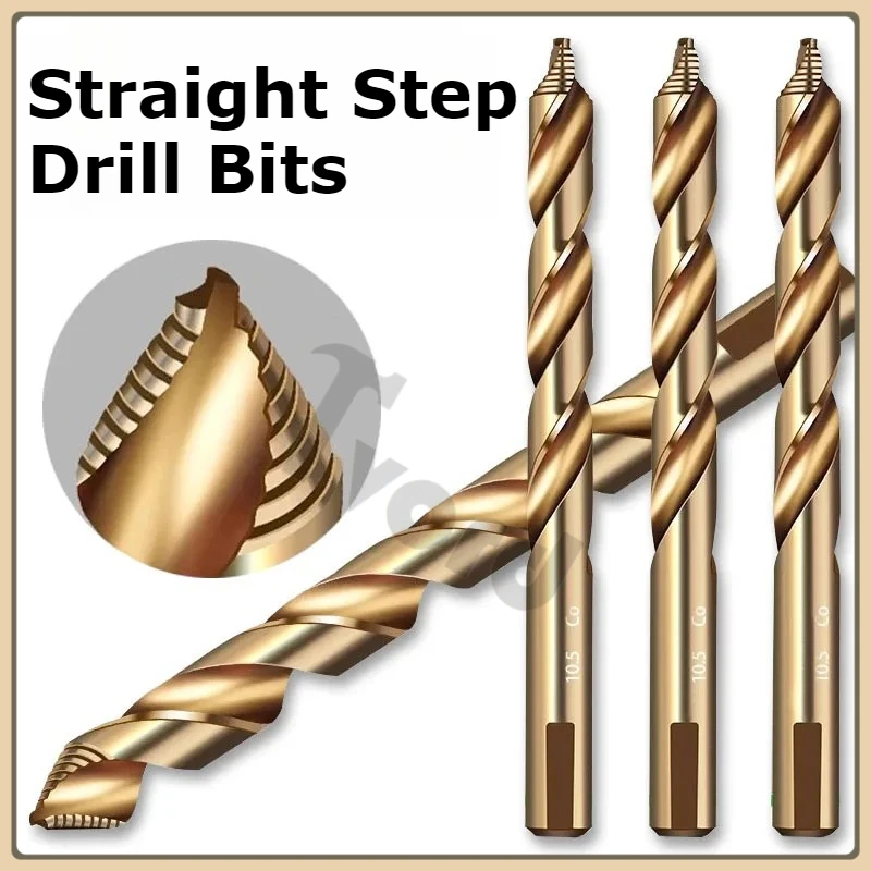

Cobalt Step Twist Drill Bit, M35 High Speed Steel Straight Shank Drill (3-13mm) for Metal Stainless Steel Iron