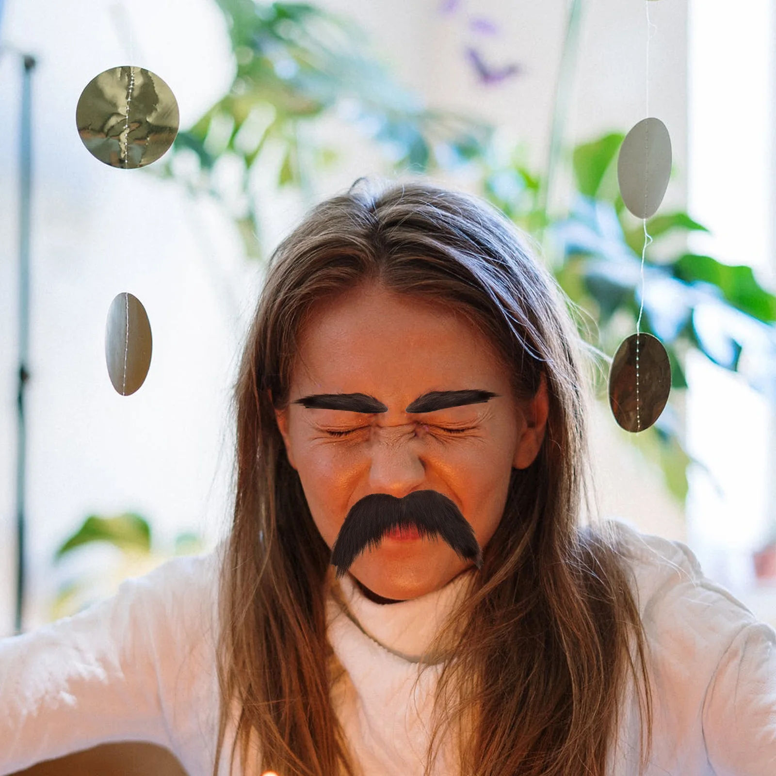 

Simulated Beard Eyebrows Prop Brown Self Adhesive Safe Festive Halloween Costume Party Accessory Fake Decorative