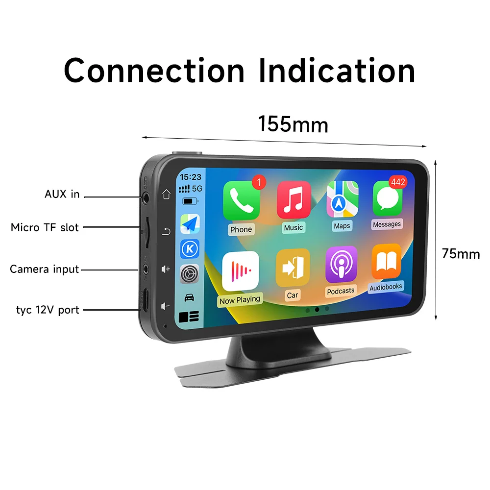 JIUYIN 6.25 Inch Touch Screen Universal Car Radio Multimedia Navigation Wireless CarPlay Android Auto Bluetooth Music Player