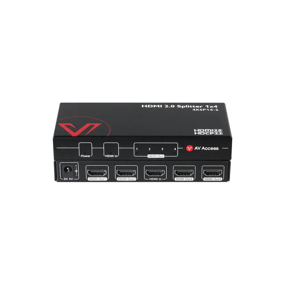 4K@60Hz/1080p@120Hz HDMI 2.0 Splitter 1 in 4 Out, Auto Downscaler with HDR10 &3D, 18Gbps Zero Latency, AV Access Gaming Splitter