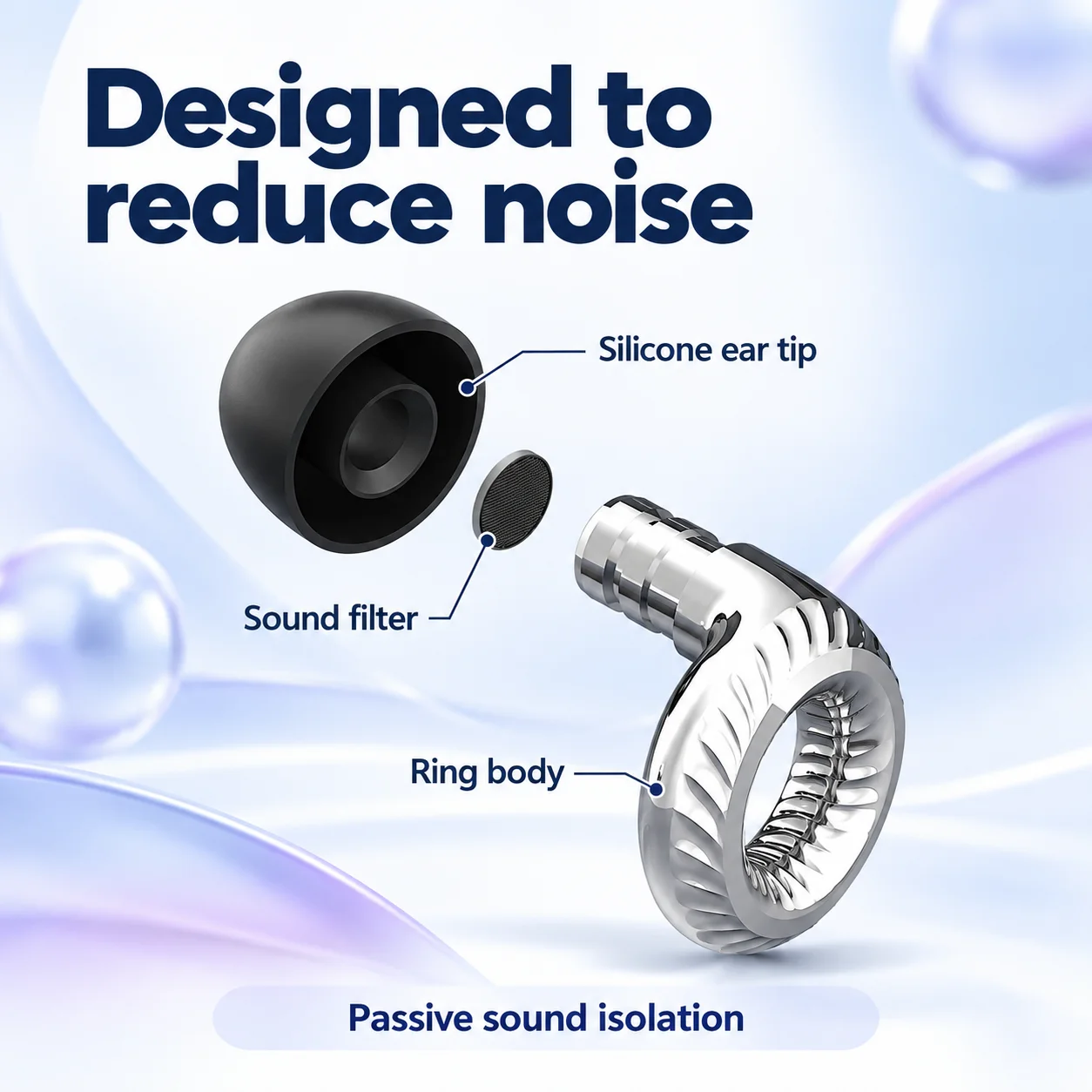 Olyga Upgraded Ring-Style High-Fidelity Noise-Reducing Earplugs with Soft Silicone Tips & Gradient Carry Case