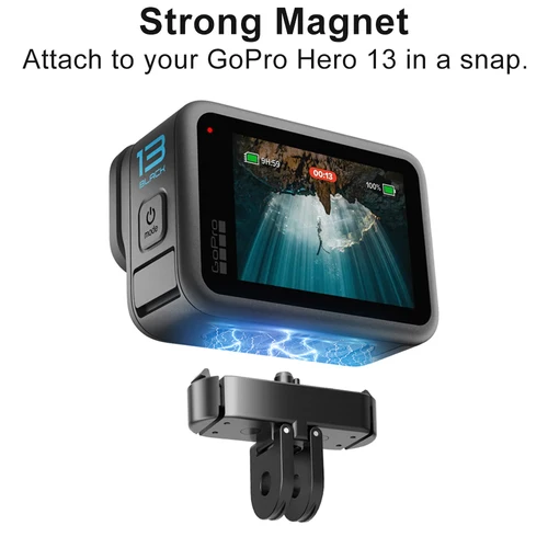 Imagen 2 del producto Base magnética de liberación rápida de Metal para GoPro Hero 13, adaptador de montaje de pestillo con orificio para tornillo de 1/4 para Go Pro Hero 13, accesorios negros