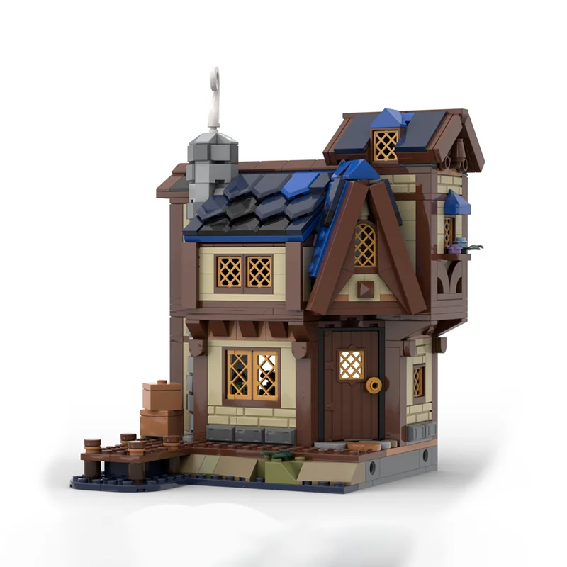 

618-секционный MOC, средневековый строительный дом, модель бара, сделай сам, сборка, строительный блок, игрушка, детский подарок на день рождения