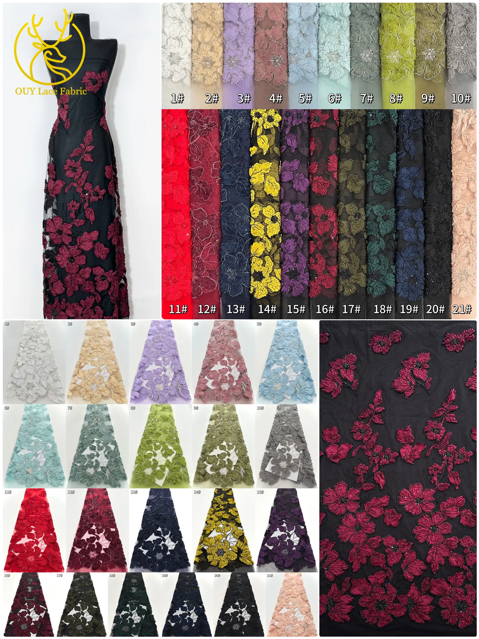 African Nigerian 3D Groom Lace Flower Fabric 2025 High Quality With Sequins Embroidery French Lace Fabric For Wedding Party Sew