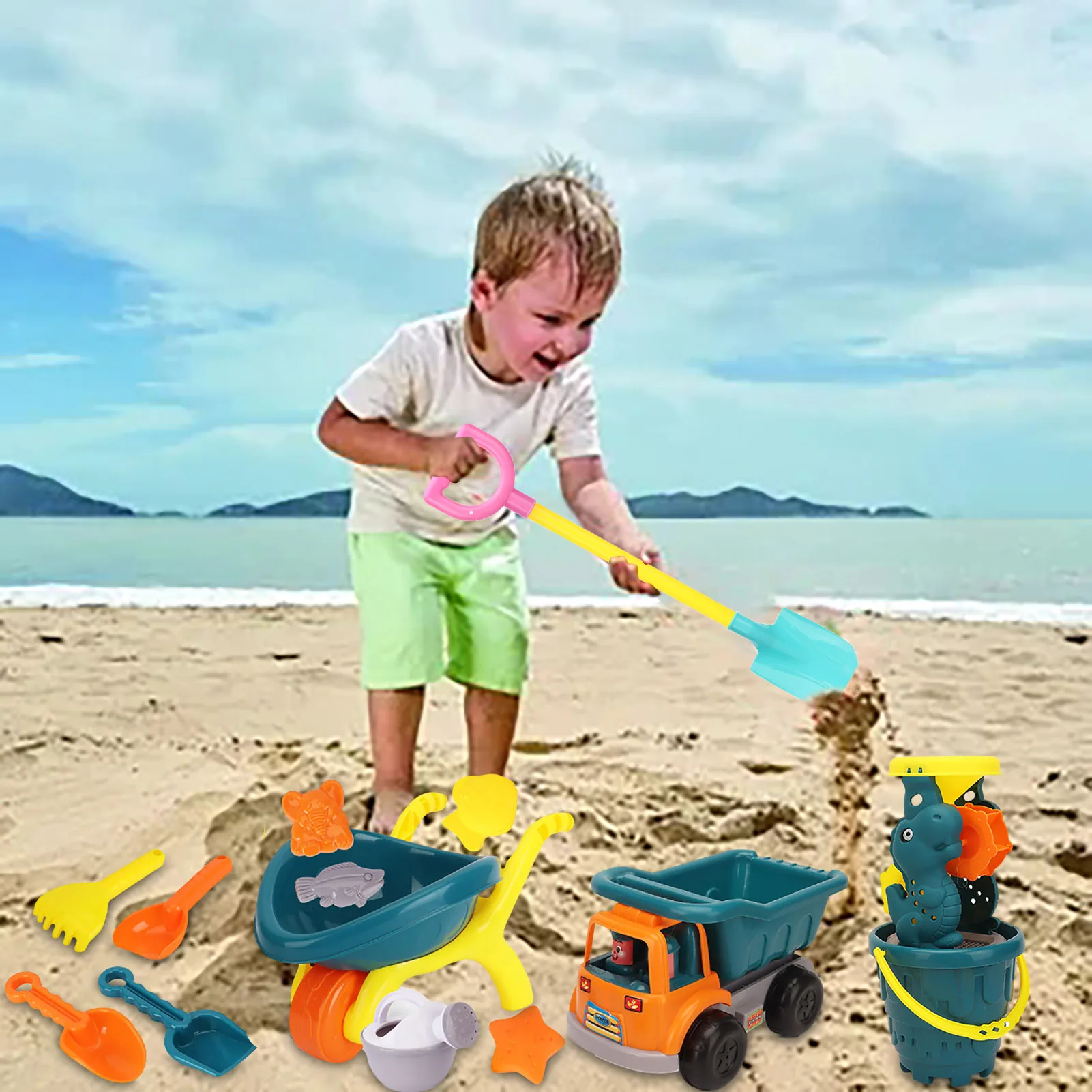 15Pcs Kids Beach Sand Toys Set Beach Bucket Beach Shovel Tool Kit Outdoor Toddler Beach Toys Sandbox Toys Play Sand For Kids