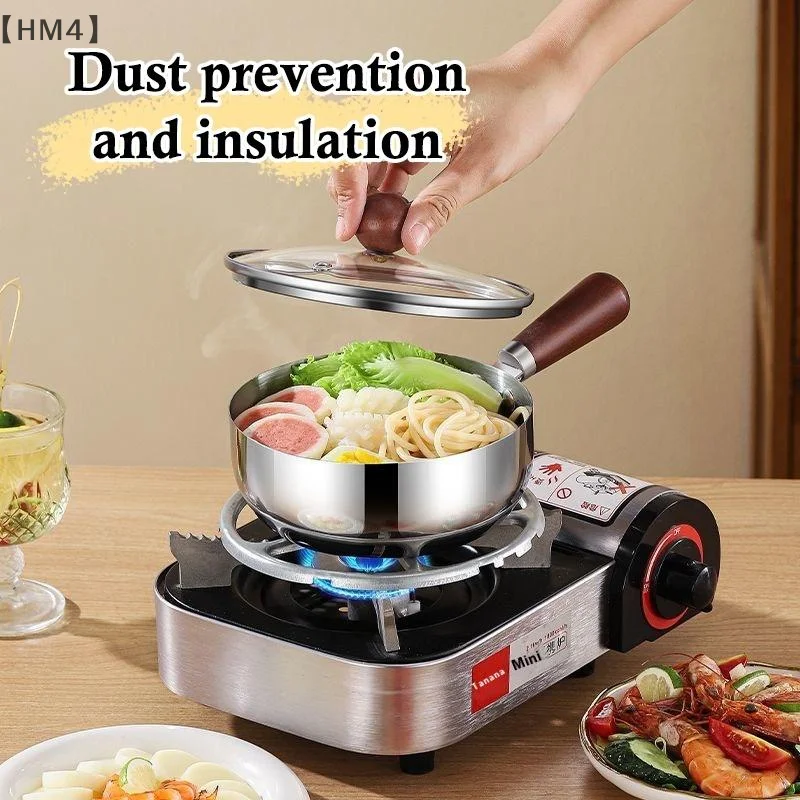 〔HM4〕1Pcs Stainless Steel Oil Pot Wooden Mini Soup Milk Pots Thicken Small Saucepan Cooking Tools Kitchen Accessories