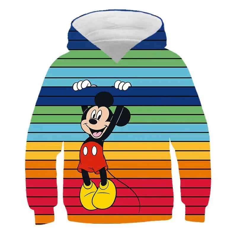 Men\'s And Women\'s Iong-sleeved Hooded Sweatshirts 2024 Spring And Autumn Children\'s Casual Tops Cartoon Mickey And Minnie Print