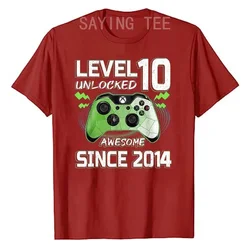 Level 10 Unlocked Awesome Since 2014 Gamer 10th Birthday T-Shirt Sons Gifts Video Game Lover Boy Men Clothing Graphic Tee Tops