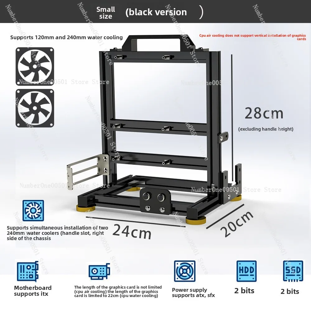 

Open Frame Computer Case Aluminum Alloy Chassis for MATX Motherboard Air Cooling Support Creative DIY PC Build Open Air Design