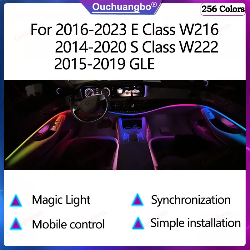 Ouchuangbo LED Atmosphere Lamp For 2014-2020 S W222 2016-2023 E W213 2015-2019 GLE Car Ambient Light Decoration LEDLight
