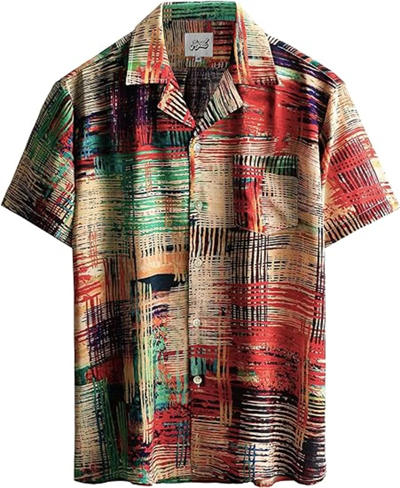 Chemise à manches courtes à motif vintage imprimé 3D pour hommes, t-shirt à revers boutonné, vêtements unisexes, chemisier de haute qualité, mode estivale