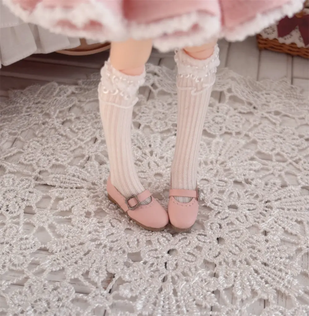 Azone/OB22 Platte zolen Laag uitgesneden Puntige neus Meerkleurig Mat lederen loafers Speelgoed Meisjes Dagelijks Zwart BJD Schoenen Popaccessoires