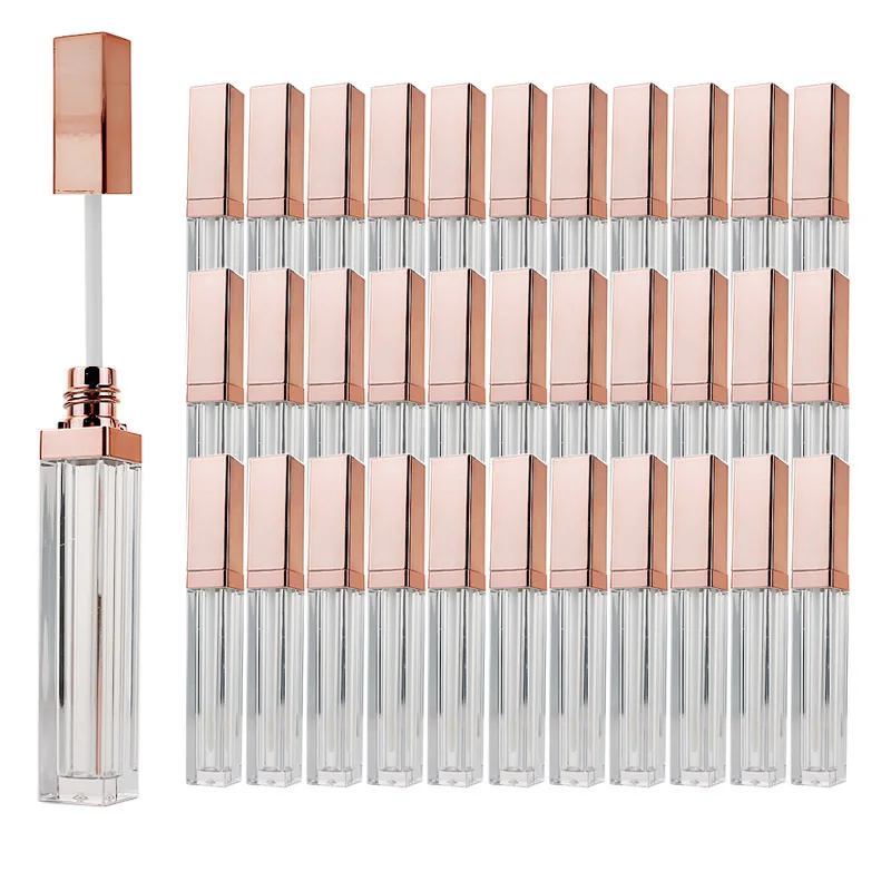 10/30/50Pcs Empty Lip Gloss Tube with Rose Gold Cap Refill Lip Balm Bottles Lipstick Sample Container Clear Lip Oil DIY Makeup