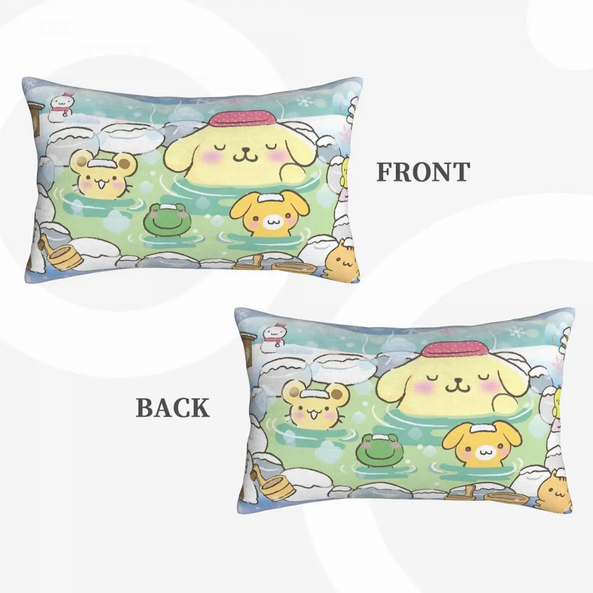 Kids Pompompurin and Frog Bath Bedding Pillowcase Super Soft Reversible Pochacco and Hello Kitty Pillowcovers 20 in x 30 in