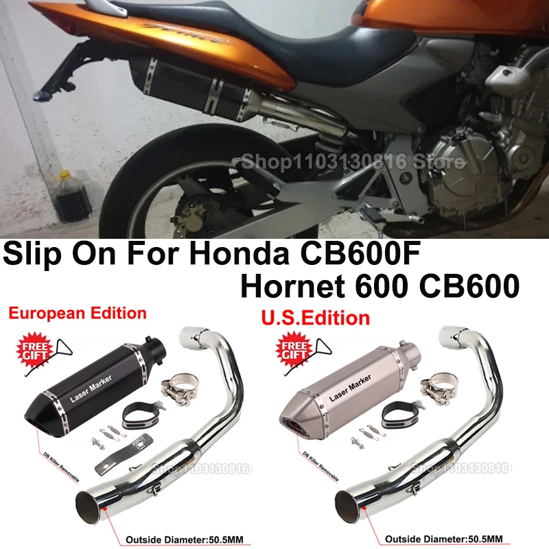

Slip On For Honda CB600F Hornet 600 CB600 Motorcycle Exhaust Escape Systems Middle Link Pipe Muffler Removable DB Killer