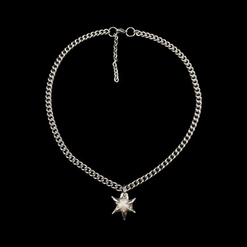 Spiky Pearl Pendant Women Necklace Soldered Handmade Colorfast Liquid Metal Thorn Necklace Cybercore Y2K Jewelry Special Gift